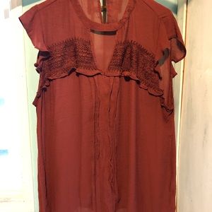 Maurice’s maroon sheer blouse